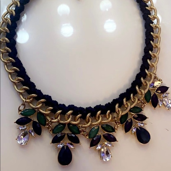 Gold Bejewelled Collar/Bib style Necklace - Picture 2 of 2
